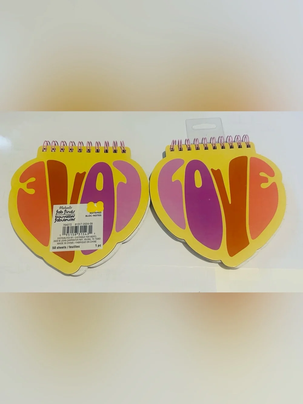 New 2 Colorful Love Notepad Bloc-Notes 50 Lined pages 16 Lines 100 Pages Total